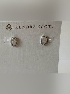 NWT Kendra Scott Rhodium Iridescent Drusy CZ Earrings